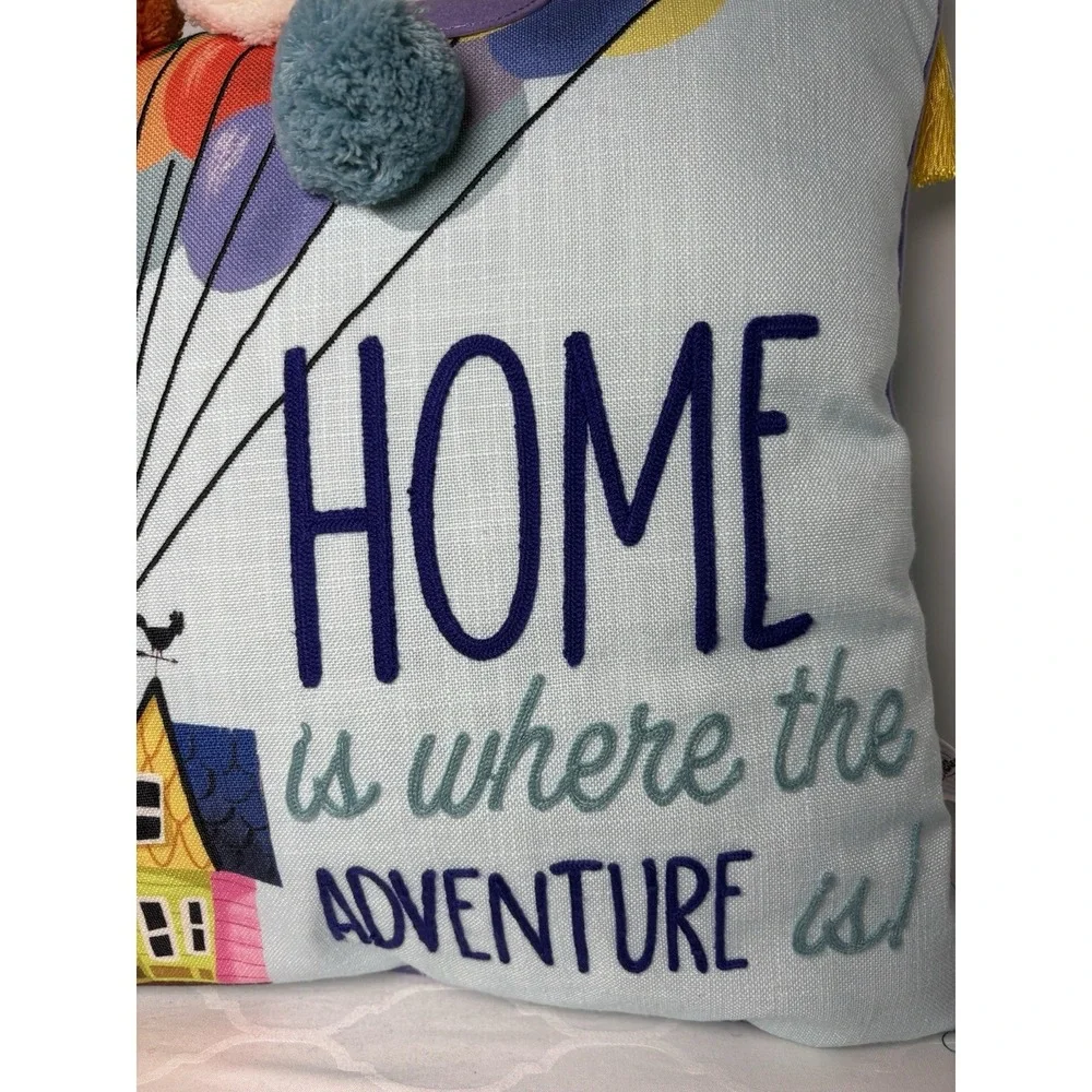 RARE Disney Pixar UP House Balloons Home Is Where The Adventure Is Throw Pillow